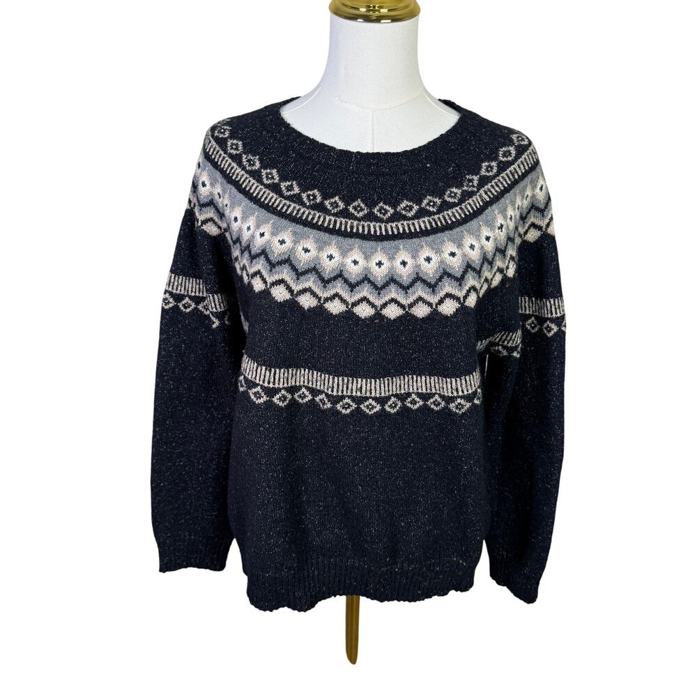 Weatherproof Vintage Fair Isle Knit Crewneck Sweater US Women's L
